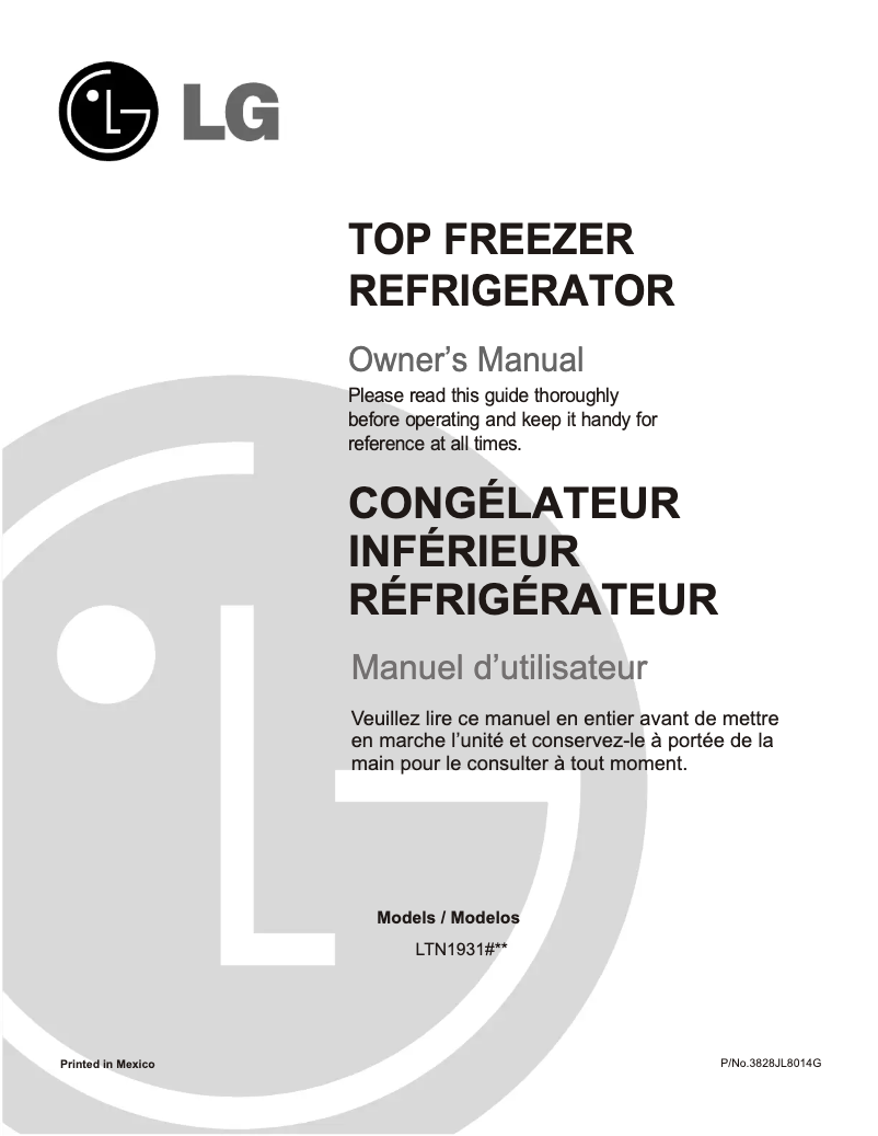 Imagen de la primera página del manual del dispositivo LTN19312SB