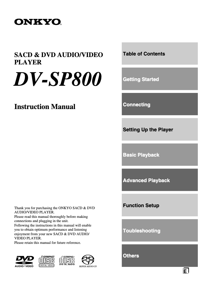 Página 1 del manual Manual de usuario Onkyo DV-SP800