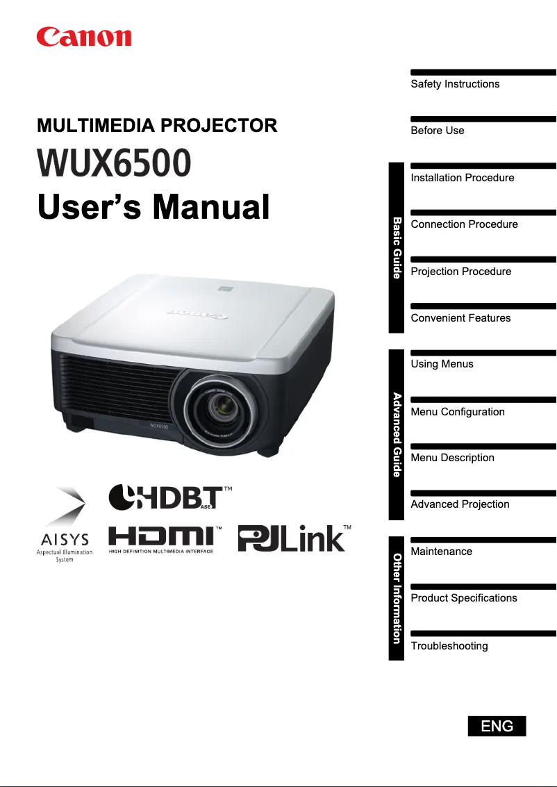 Imagen de la primera página del manual del dispositivo REALiS WX6500 D