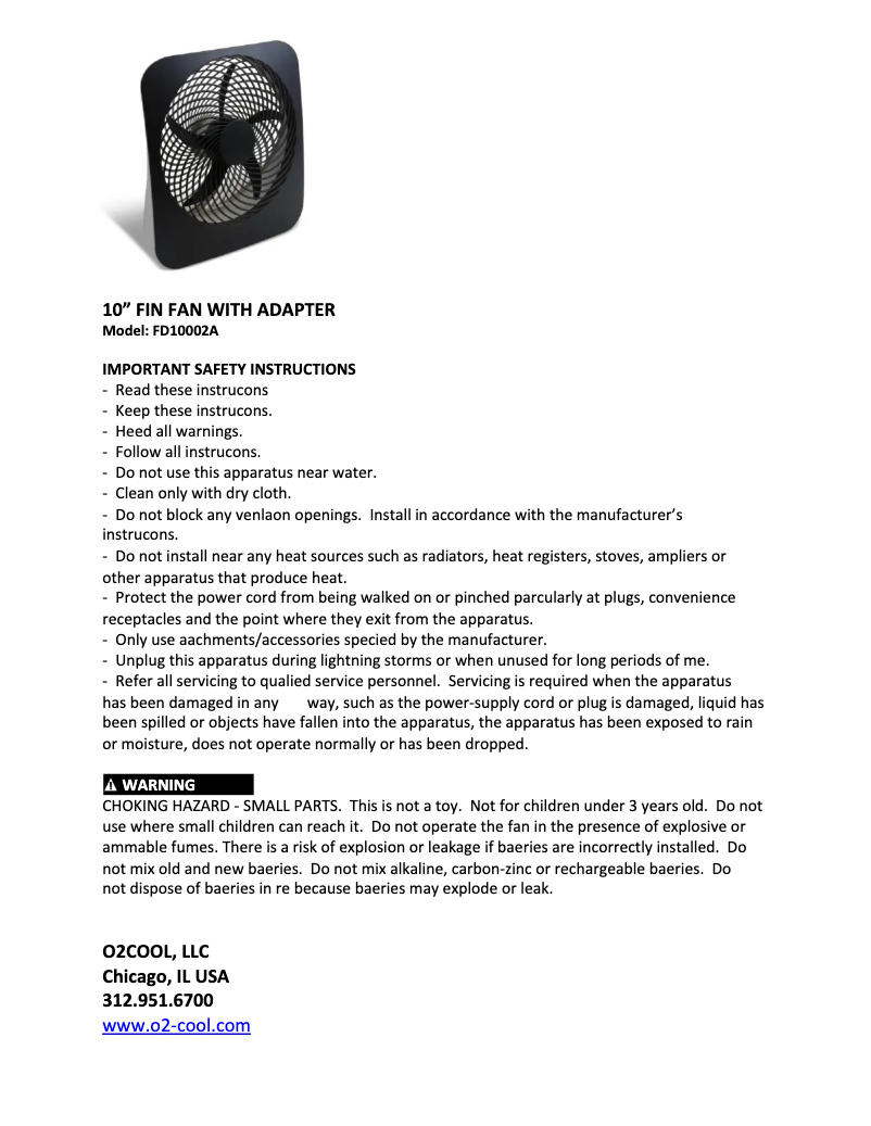 Imagen de la primera página del manual del dispositivo FD10002A