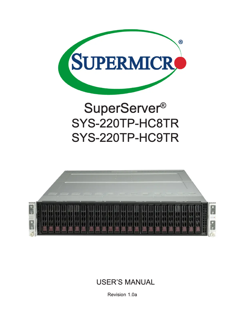 Página 1 del manual Manual de usuario Supermicro SuperServer SYS-220TP-HC9TR