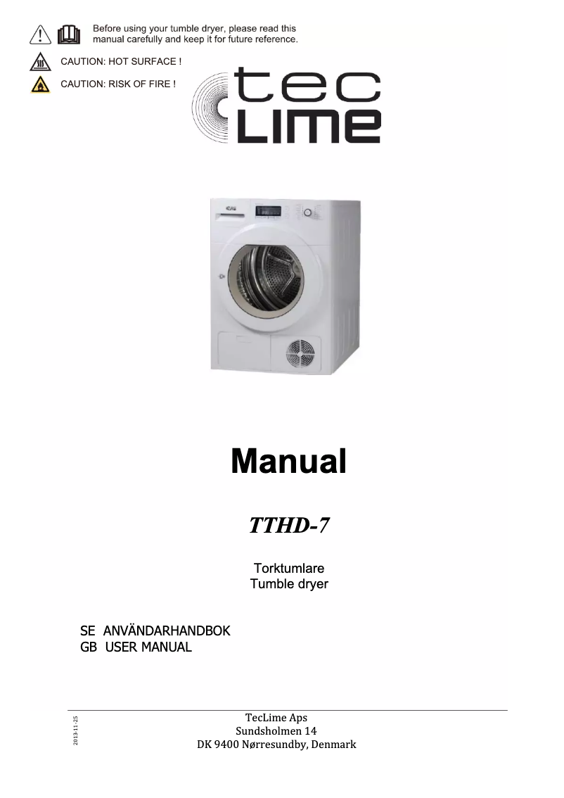 Imagen de la primera página del manual del dispositivo TTHD-7