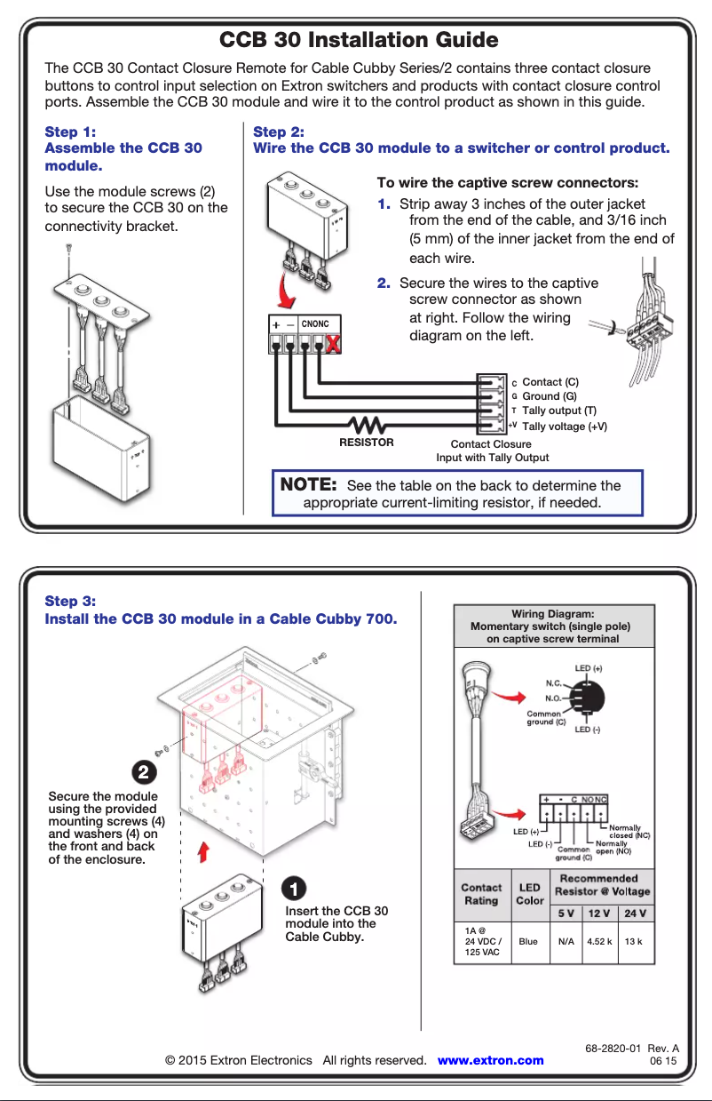 Página nº 1 - Manual de usuario Extron CCB 30