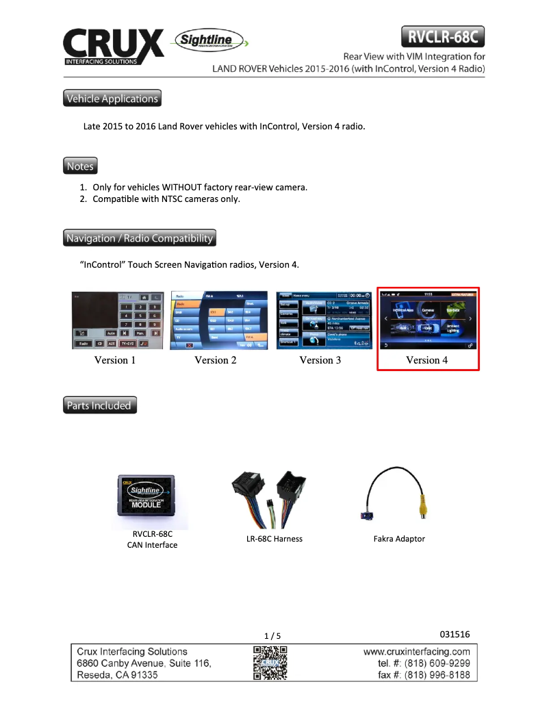 Imagen de la primera página del manual del dispositivo RVCLR-68C