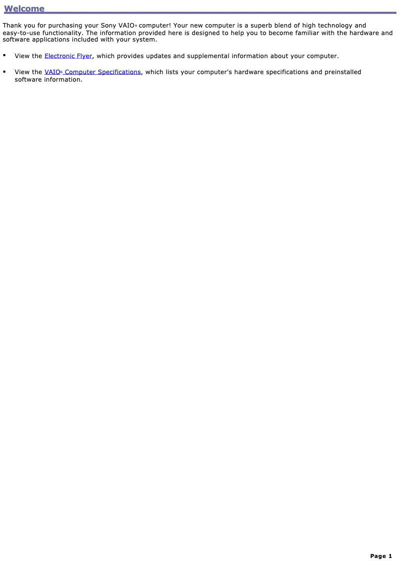 Página 1 del manual Manual de usuario Sony Vaio PCV-W510G