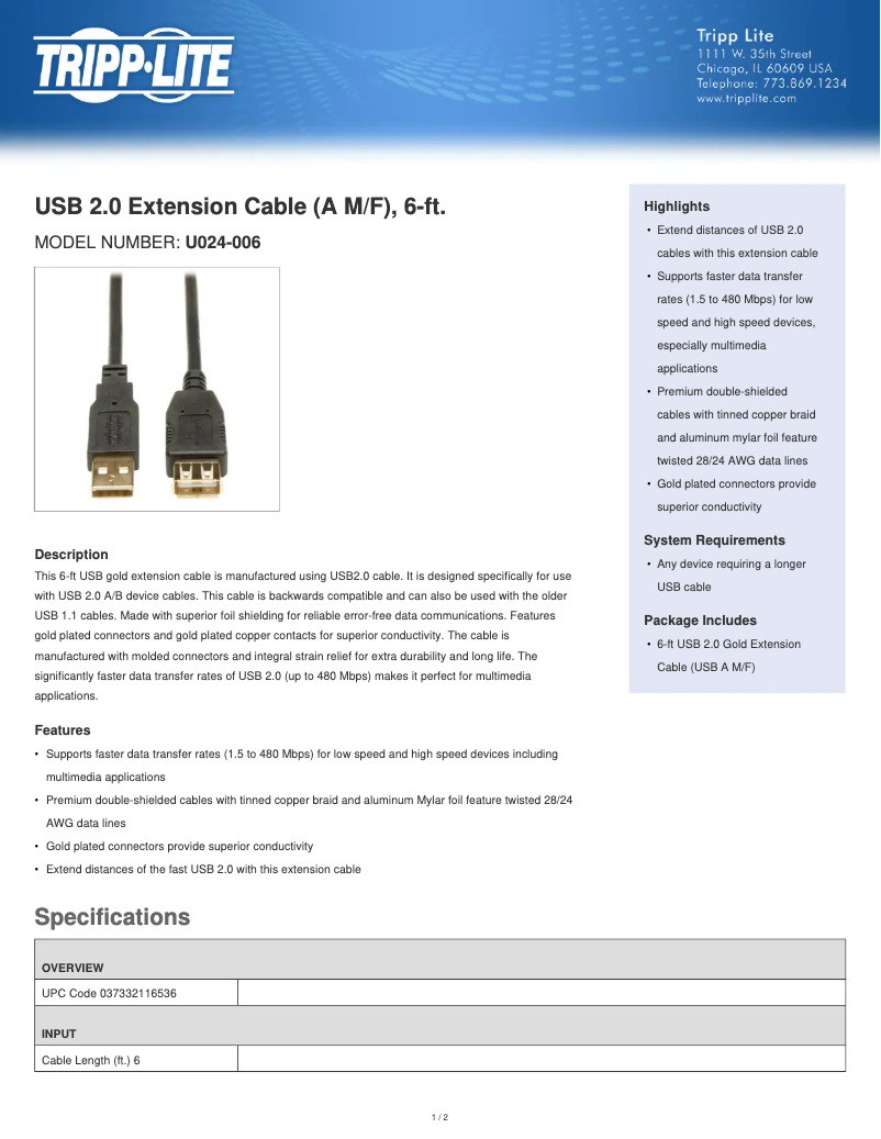 Página 1 del manual Manual de usuario Tripp Lite U024006