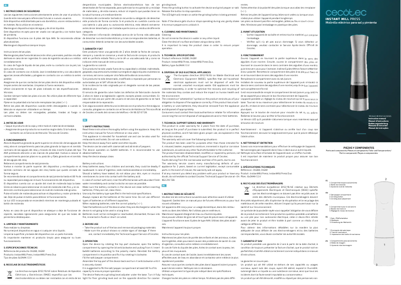 Imagen de la primera página del manual del dispositivo InstantMill Press
