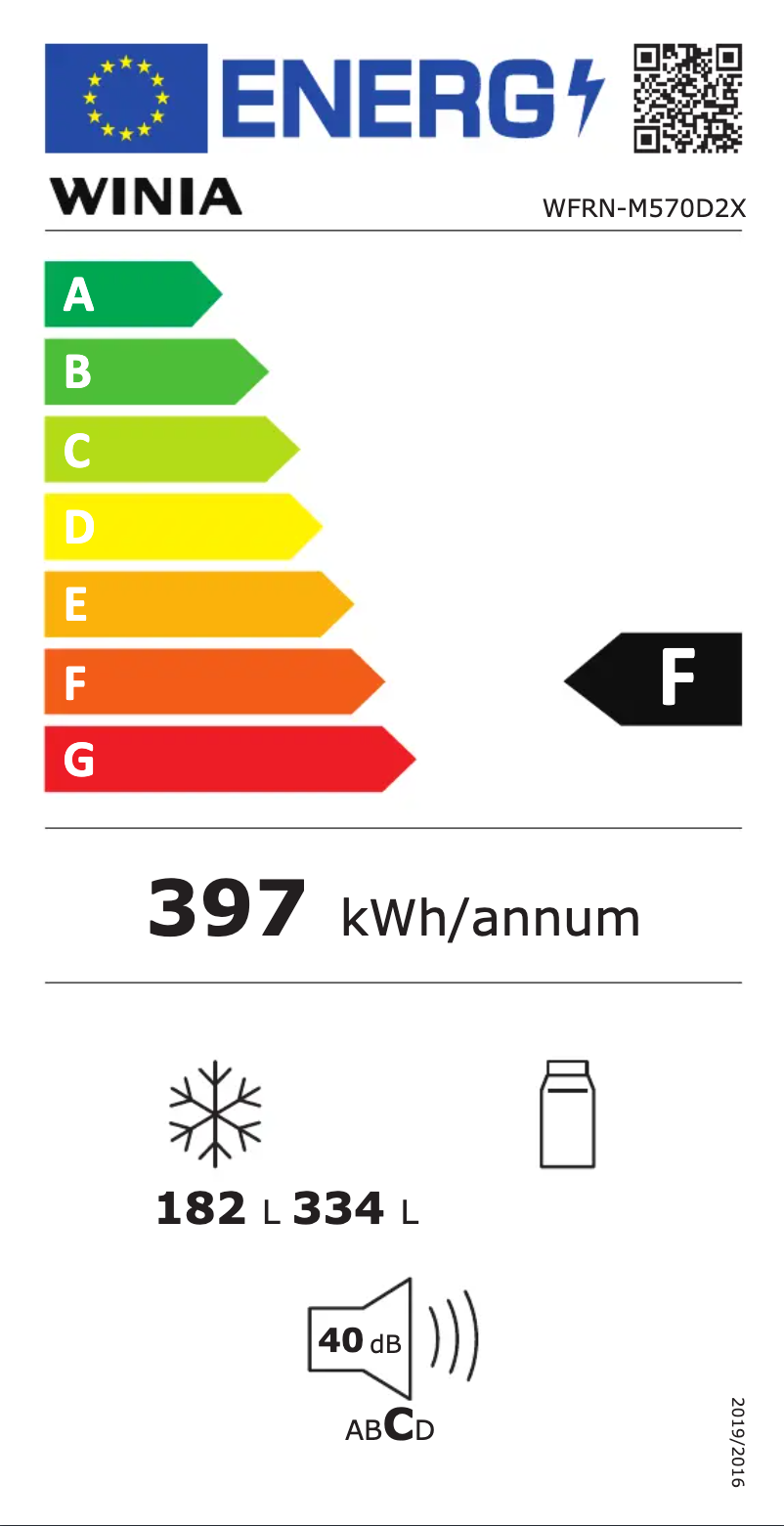 Página 1 del manual Etiqueta energética Winia WFRN-M570D2X