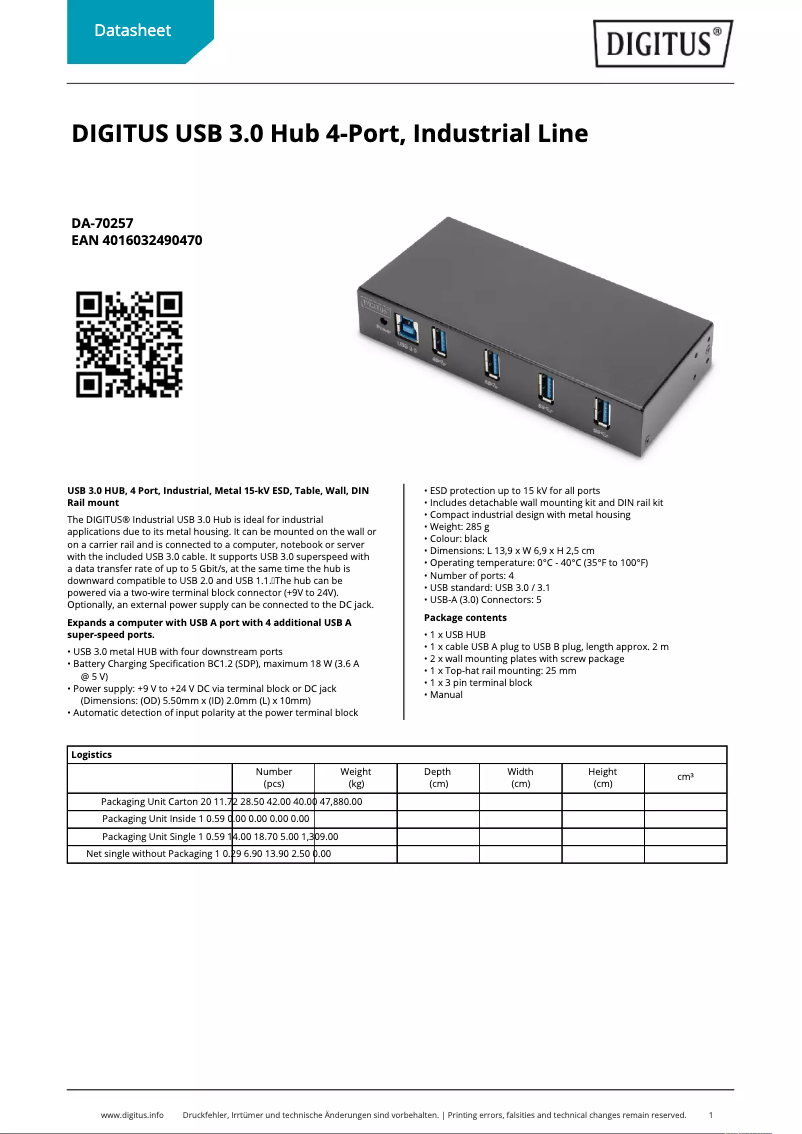 Página nº 1 - Ficha técnica Digitus DA-70257