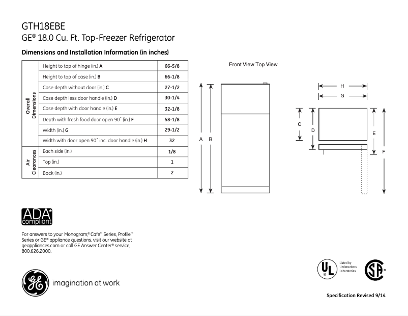 Imagen de la primera página del manual del dispositivo GTH18EBEBB