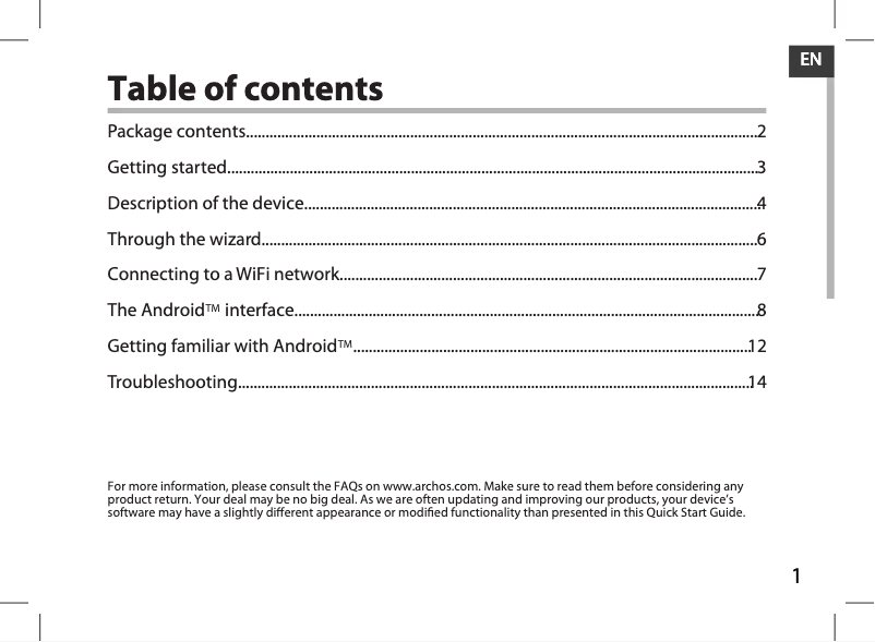 Imagen de la primera página del manual del dispositivo Titanium HD 97