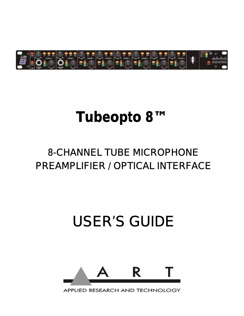 Imagen de la primera página del manual del dispositivo TubeOpto 8