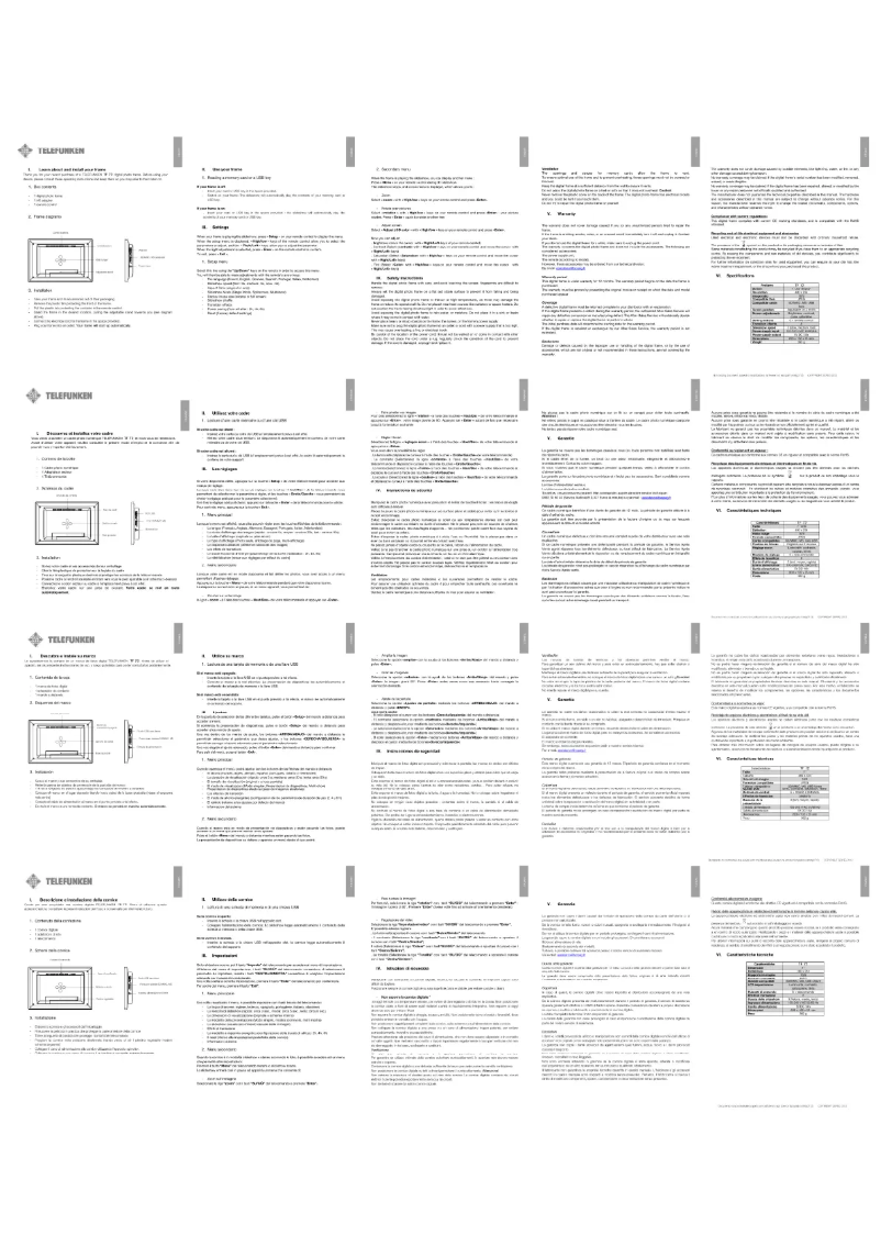 Página nº 1 - Manual de usuario Telefunken TF 72