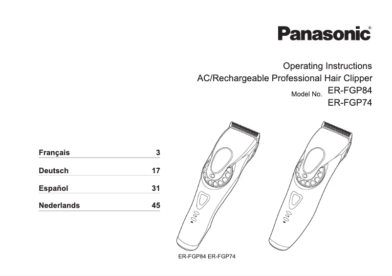 Imagen de la primera página del manual del dispositivo ER-FGP74