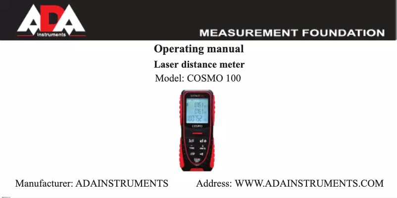 Imagen de la primera página del manual del dispositivo COSMO 100