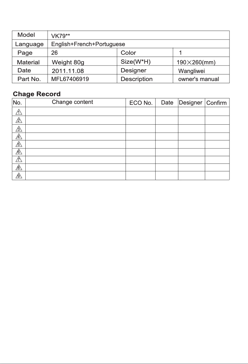 Imagen de la primera página del manual del dispositivo VK7920NNT