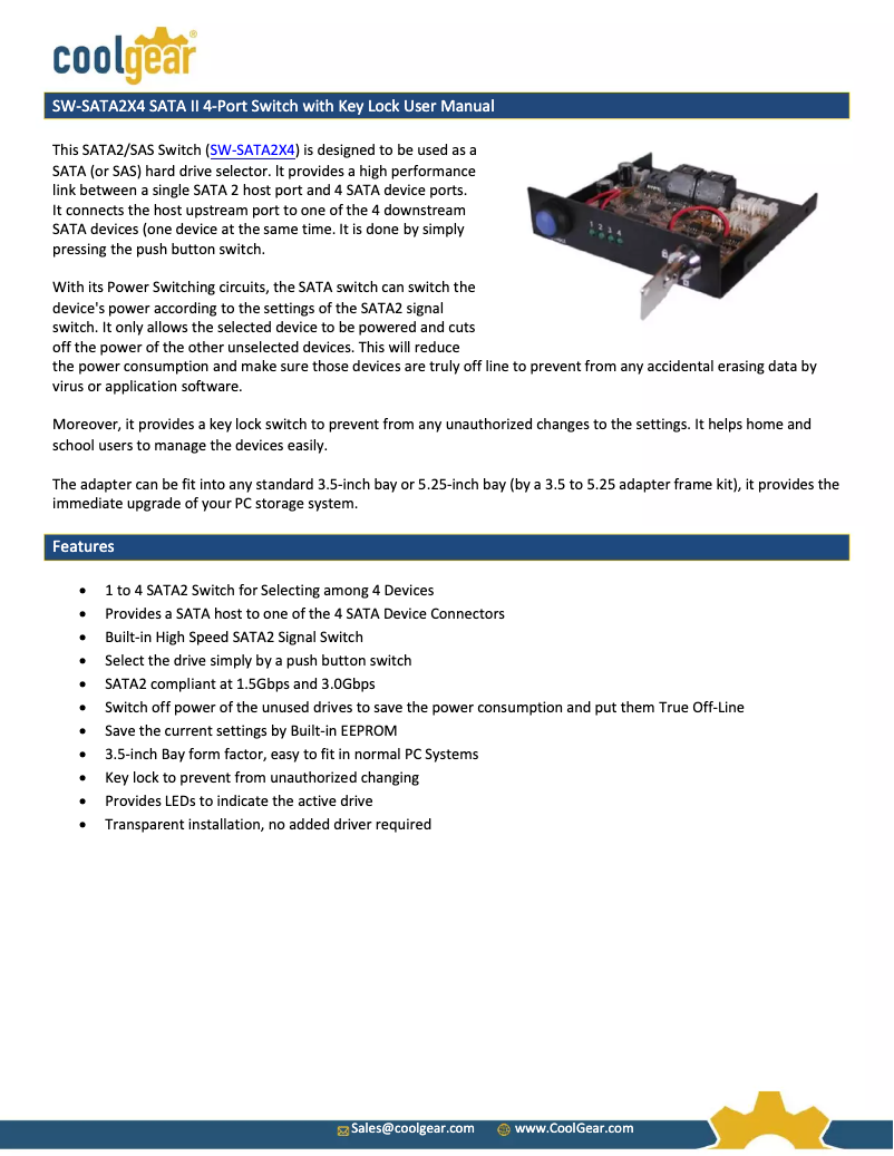 Página 1 del manual Manual de usuario Coolgear SW-SATA2X4