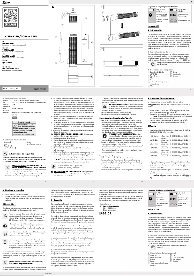 Imagen de la primera página del manual del dispositivo IAN 354243