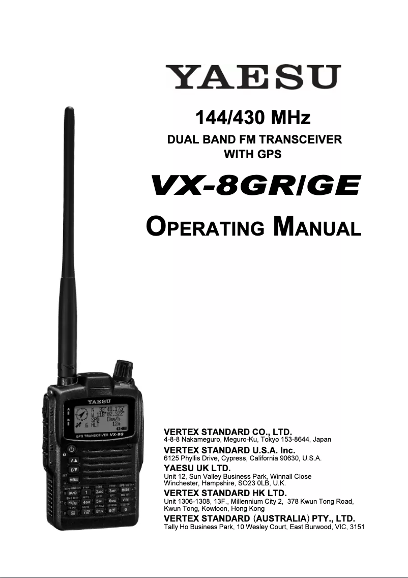 Página nº 1 - Manual de usuario Yaesu VX-8GE