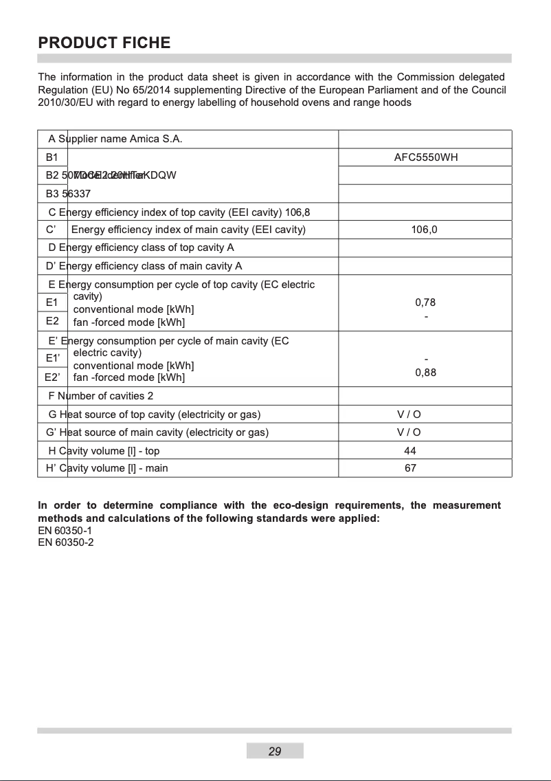 Imagen de la primera página del manual del dispositivo AFC5550WH
