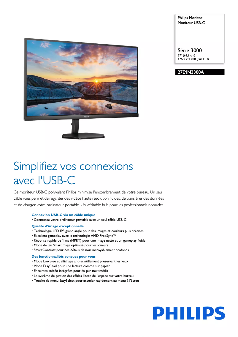 Imagen de la primera página del manual del dispositivo 27E1N3300A