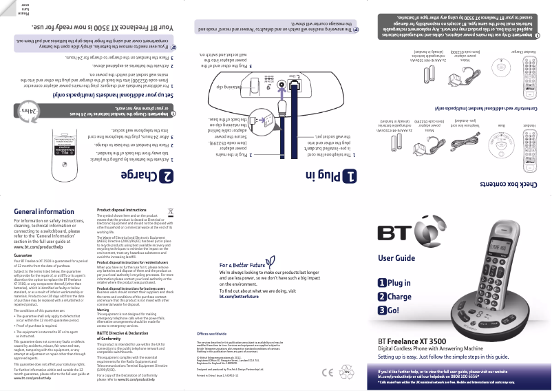 Página 1 del manual Manual de usuario BT Freelance XT 3500