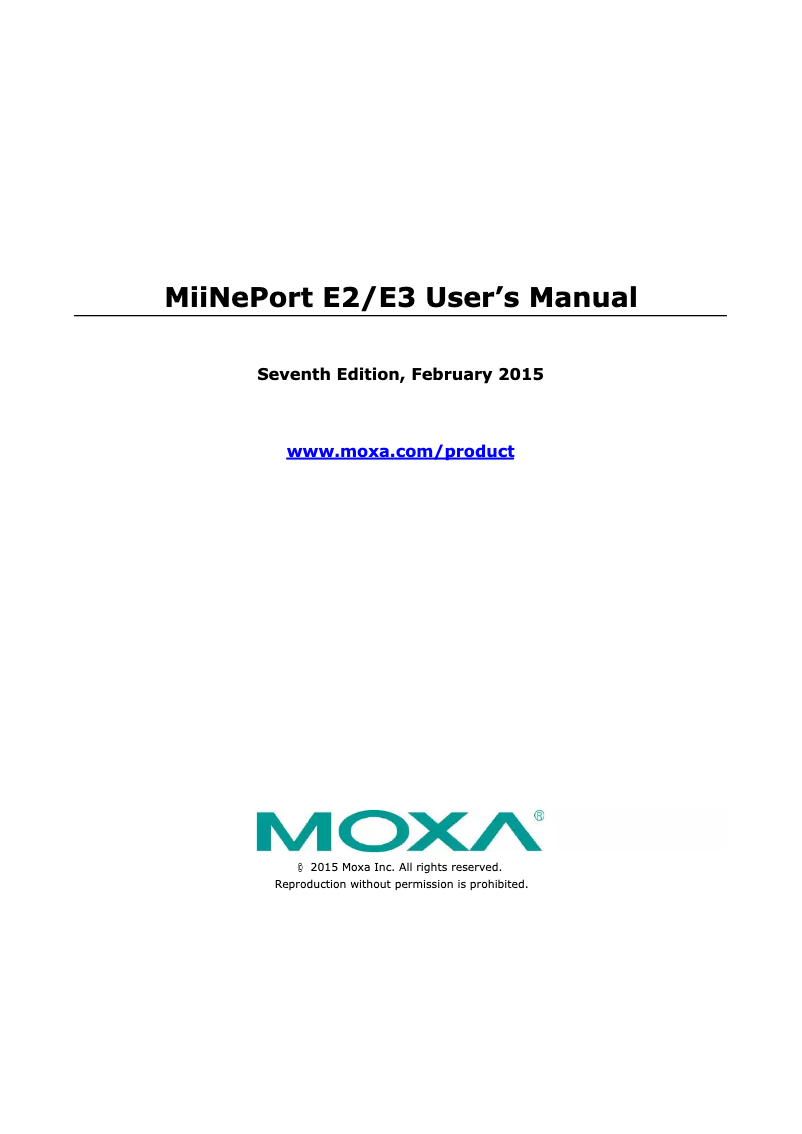 Página 1 del manual Manual de usuario Moxa MiiNePort E3-H-ST