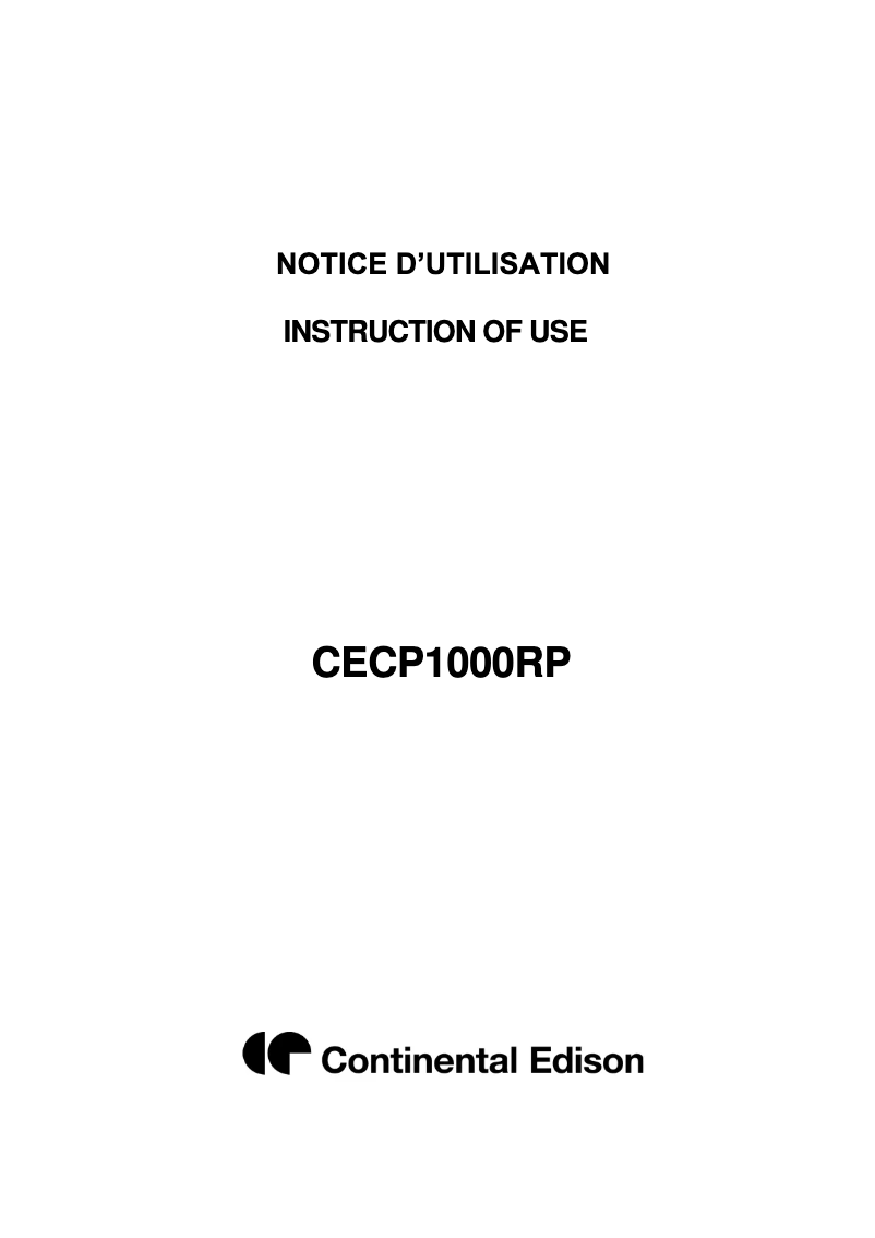 Imagen de la primera página del manual del dispositivo CECP1000RP