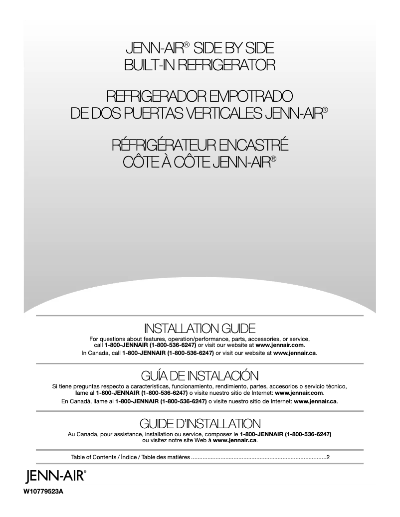 Página 1 del manual Guía de instalación JennAir JS42NXFXDE