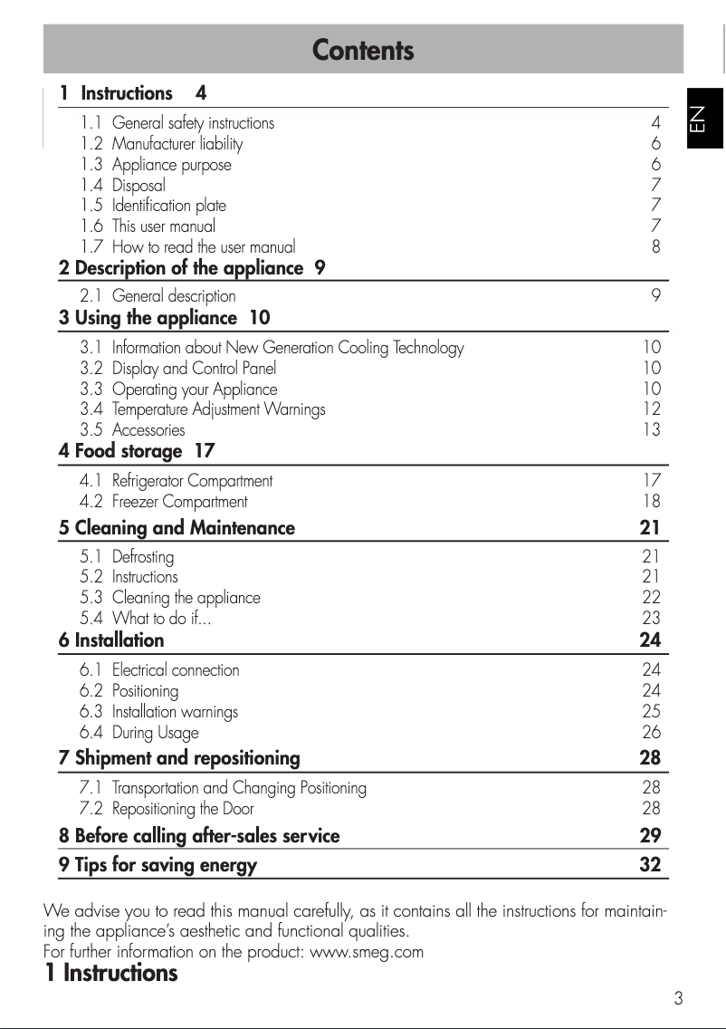 Página nº 1 - Manual de instrucciones Smeg FA490RAN
