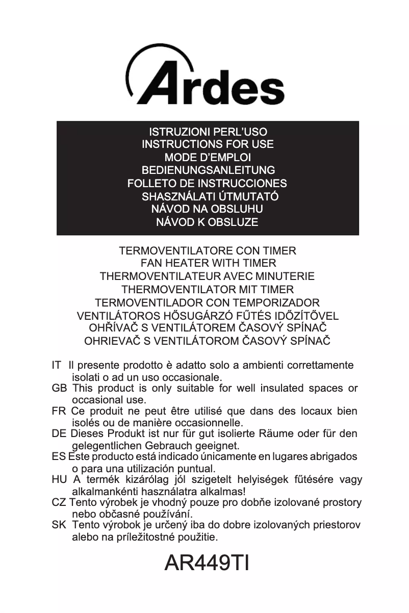 Imagen de la primera página del manual del dispositivo AR449TI