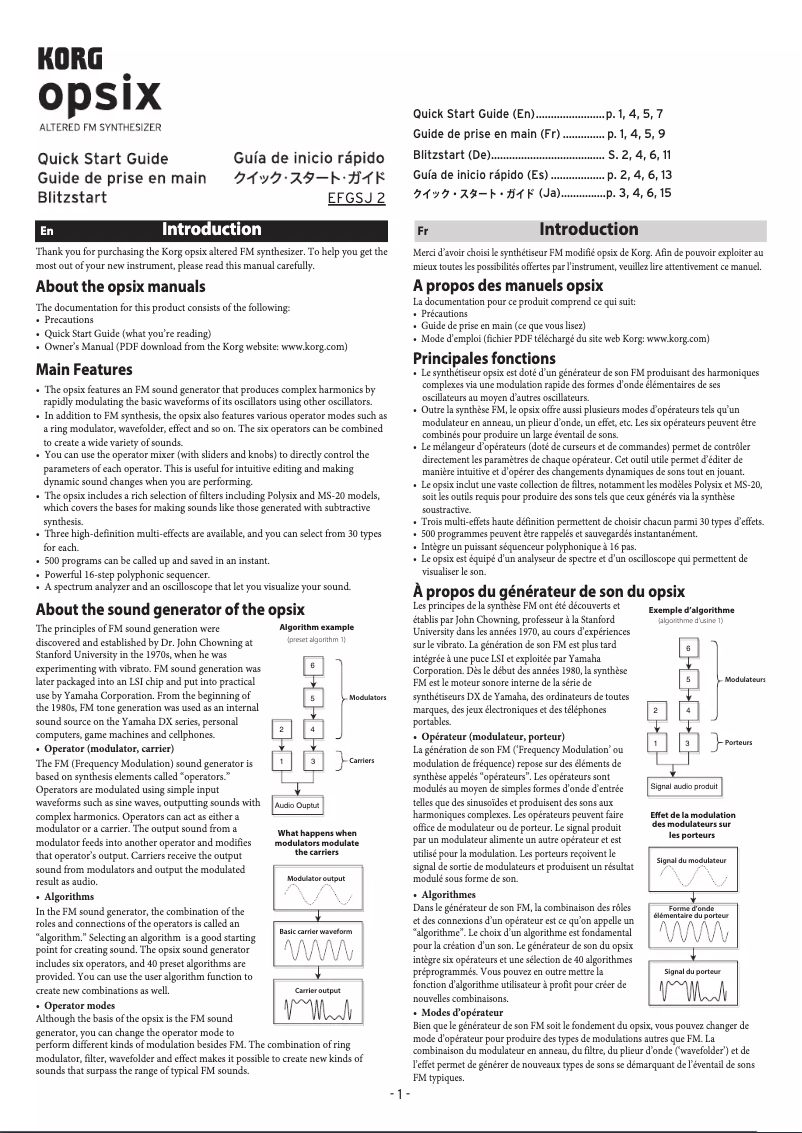 Imagen de la primera página del manual del dispositivo Opsix MKII