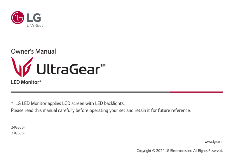 Imagen de la primera página del manual del dispositivo UltraGear 27GS65F