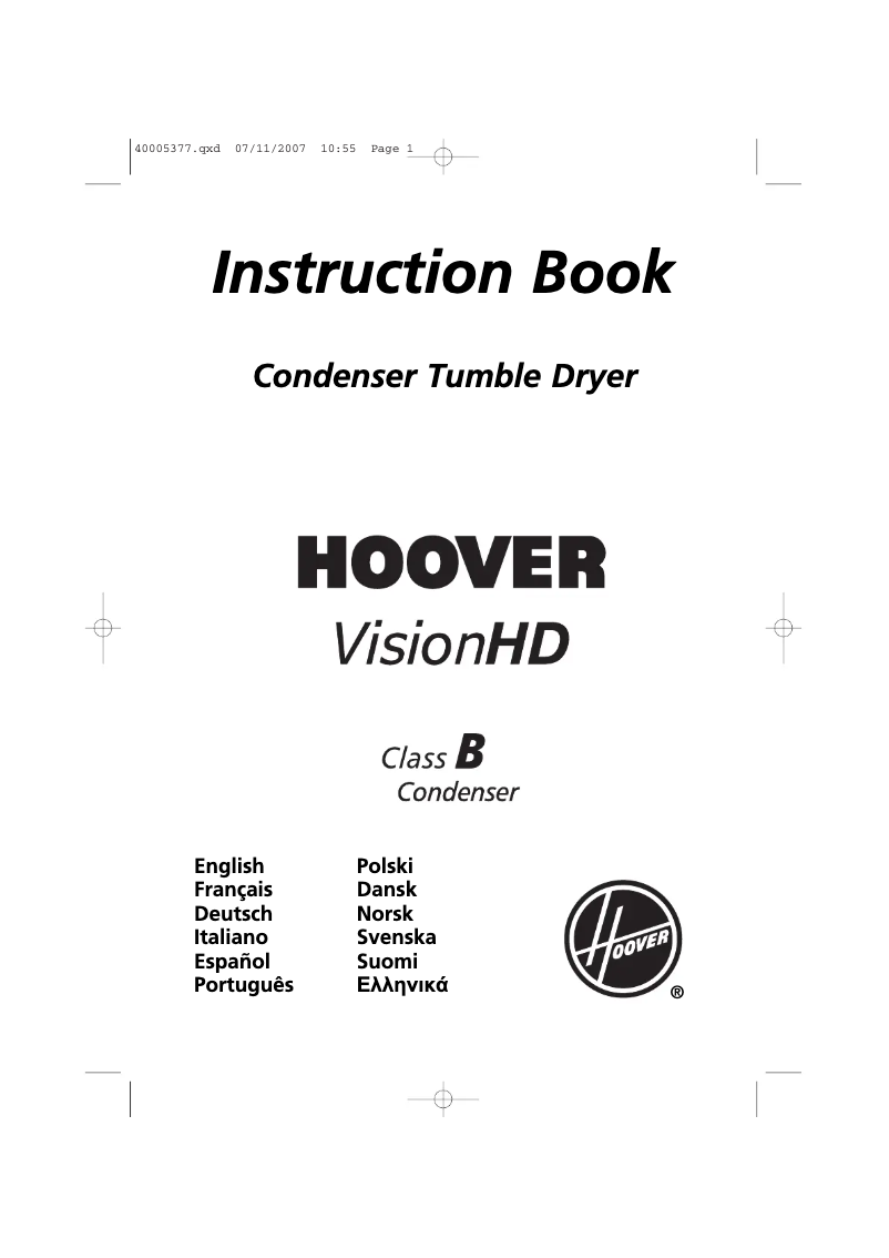 Página 1 del manual Manual de usuario Hoover VHC 781XTB-37S