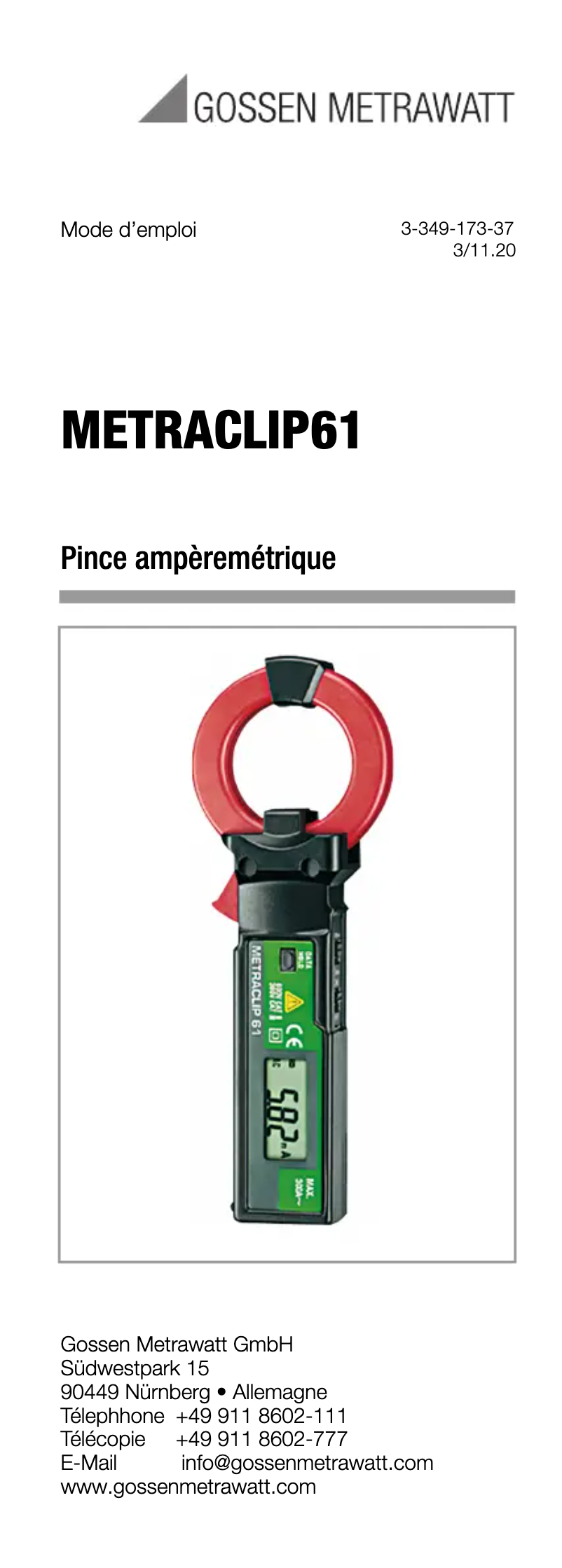 Página nº 1 - Manual de usuario Gossen Metrawatt METRACLIP 61