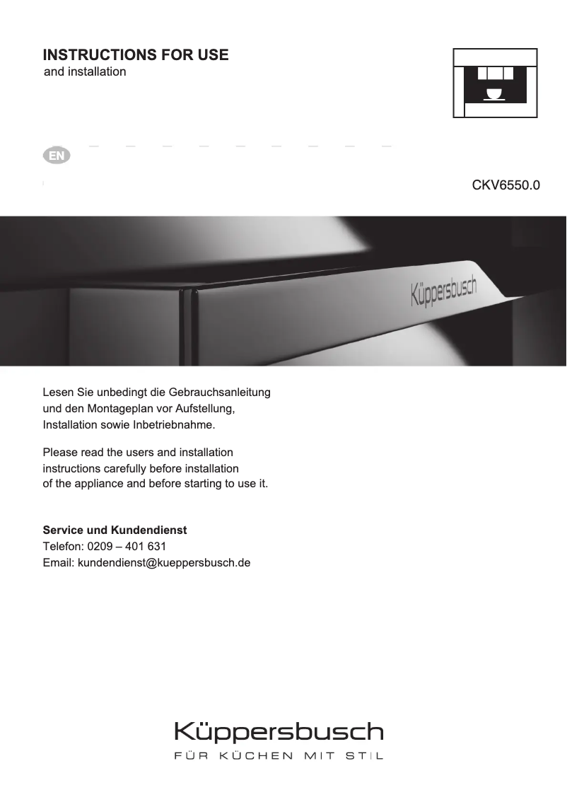 Imagen de la primera página del manual del dispositivo CKV6550.0S