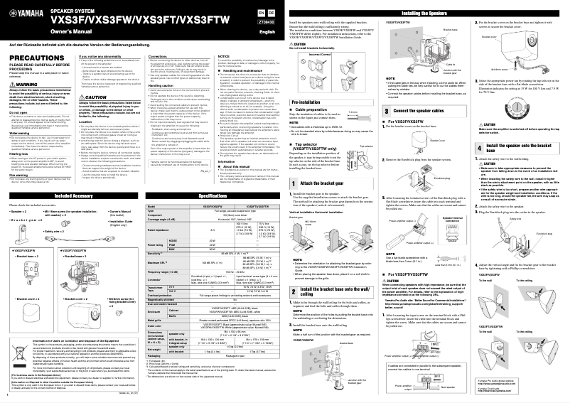 Página 1 del manual Manual de usuario Yamaha VXS3FW