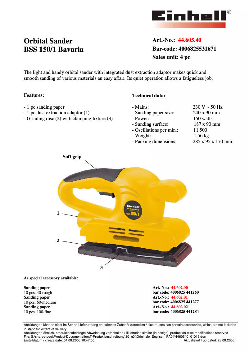 Imagen de la primera página del manual del dispositivo Bavaria BSS 150/1