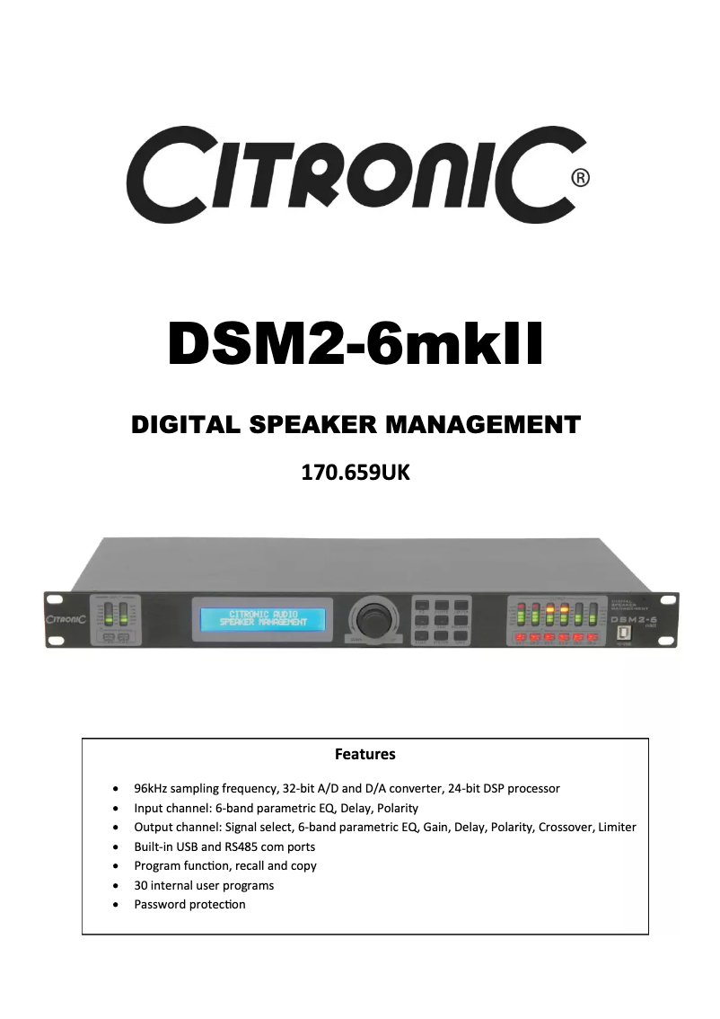 Imagen de la primera página del manual del dispositivo DSM2-6 mkII