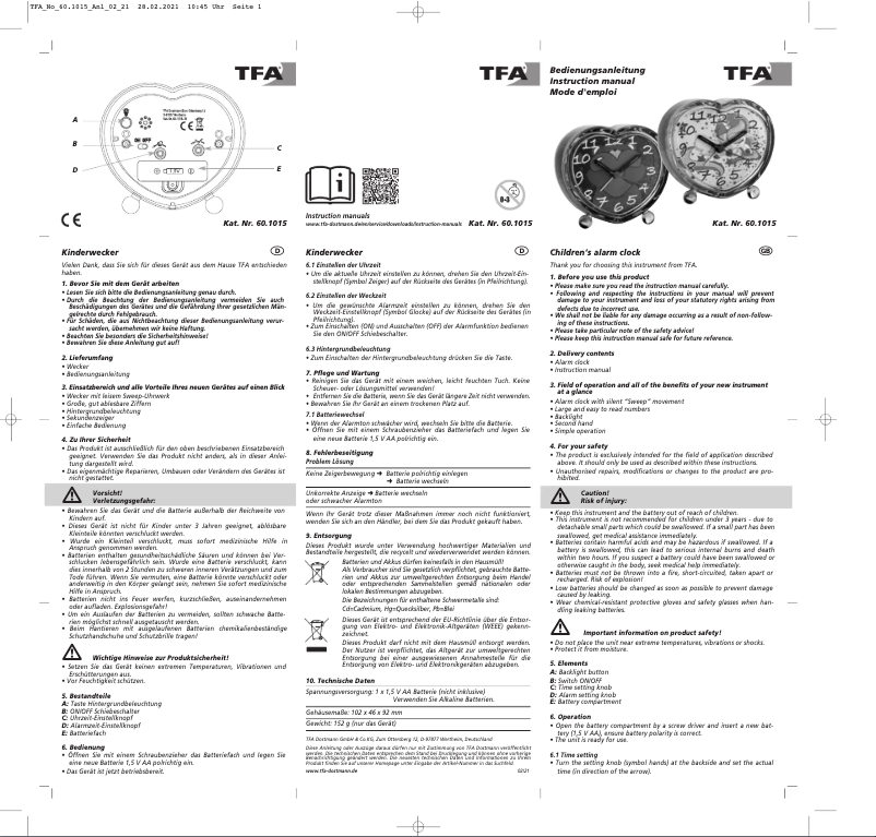 Imagen de la primera página del manual del dispositivo 60.1015