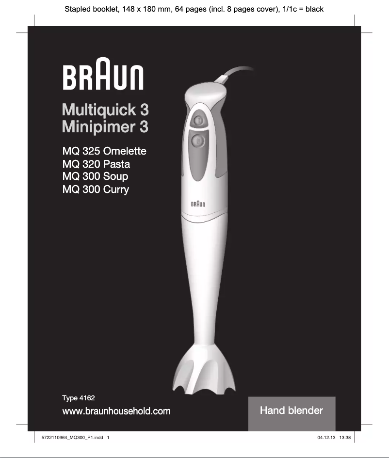 Página 1 del manual Manual de usuario Braun Multiquick 3 MQ 320 Pasta