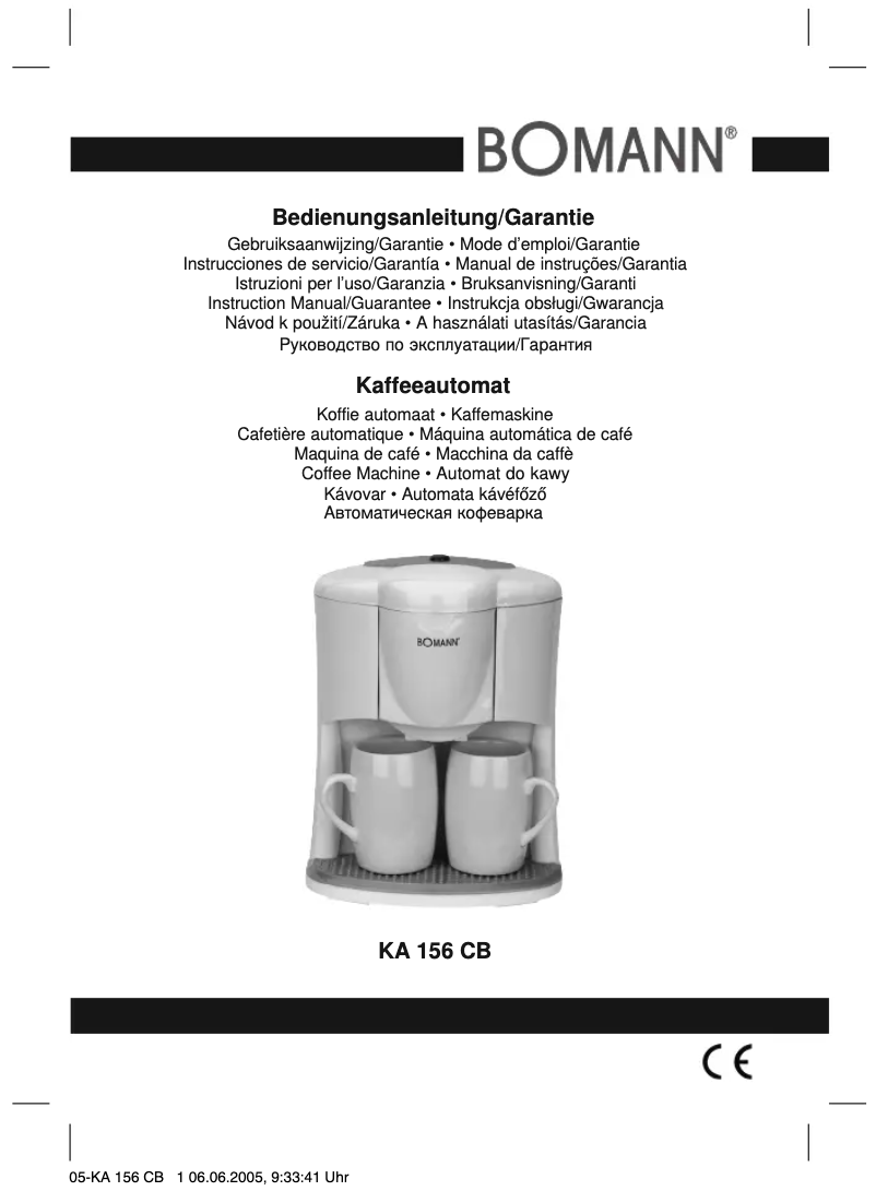 Imagen de la primera página del manual del dispositivo KA 156 CB