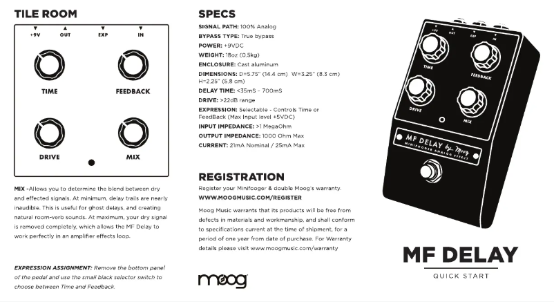 Página nº 1 - Manual de usuario Moog Minifooger MF Delay