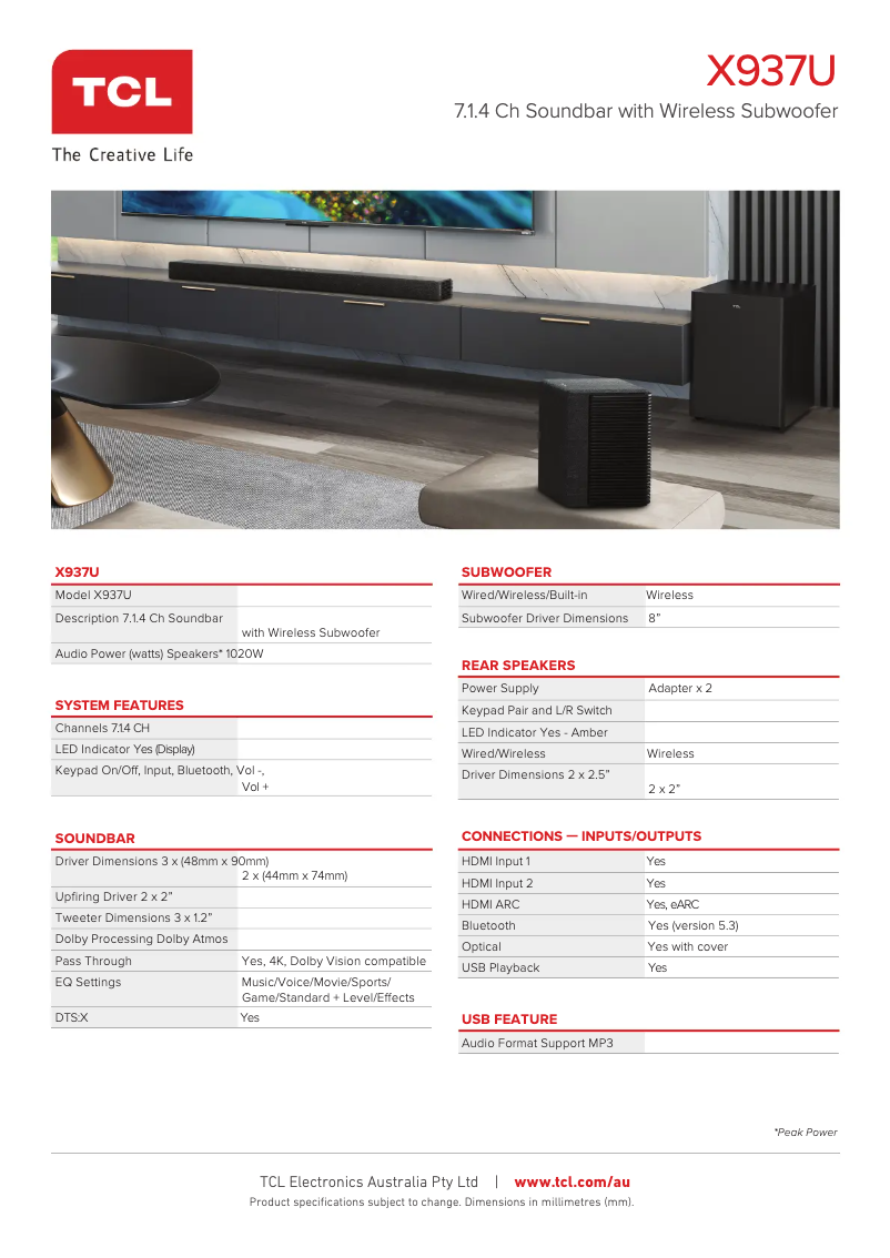 Imagen de la primera página del manual del dispositivo X937U