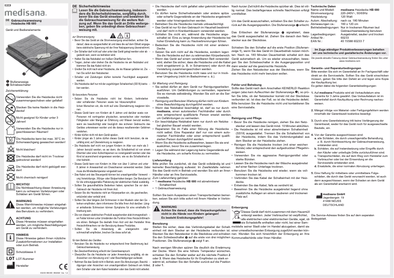 Página 1 del manual Manual de usuario Medisana HB 680