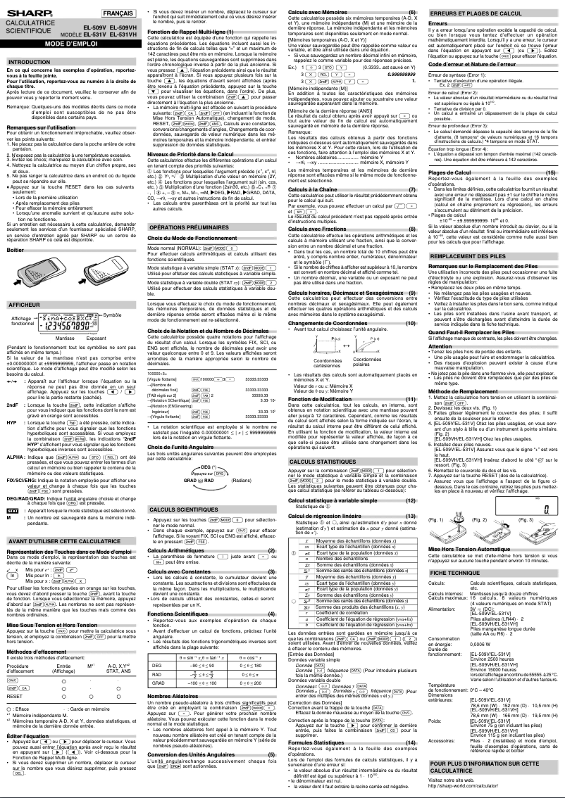 Página 1 del manual Manual de usuario Sharp EL-509VH