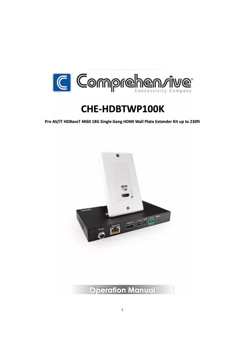 Página 1 del manual Manual de usuario Comprehensive CHE-HDBTWP100K