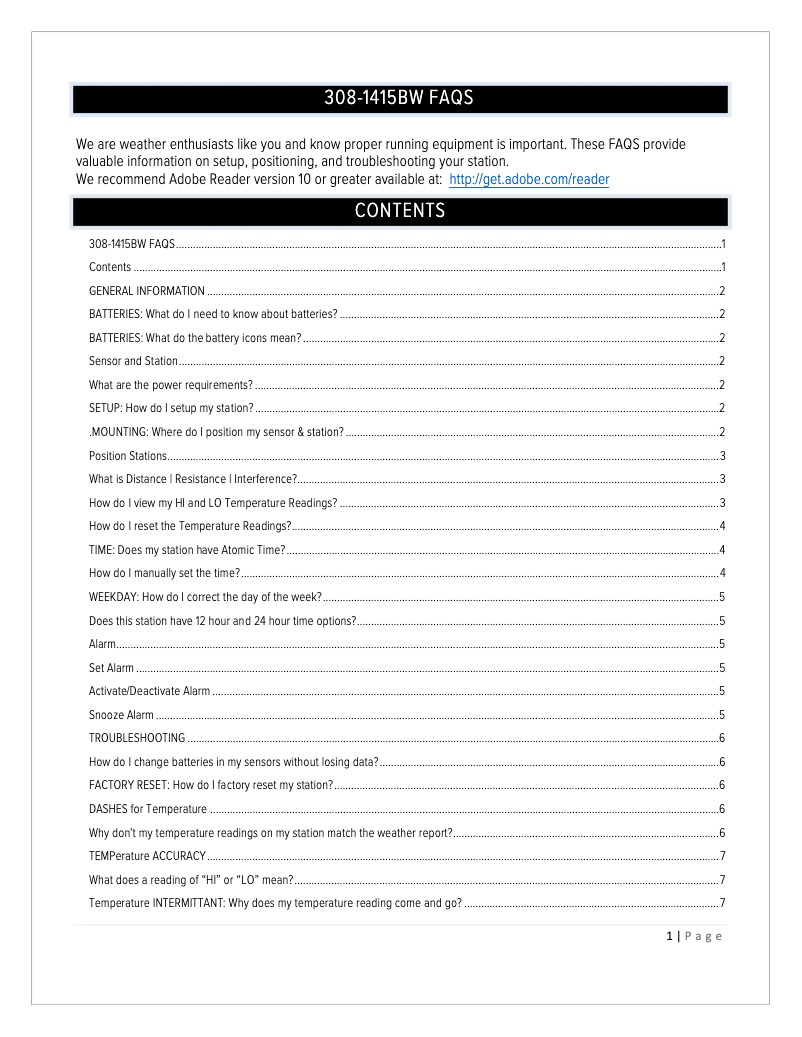 Página 1 del manual Preguntas frecuentes La Crosse Technology 308-1415BW
