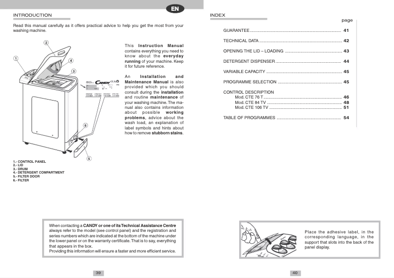 Imagen de la primera página del manual del dispositivo CTE 84TVES