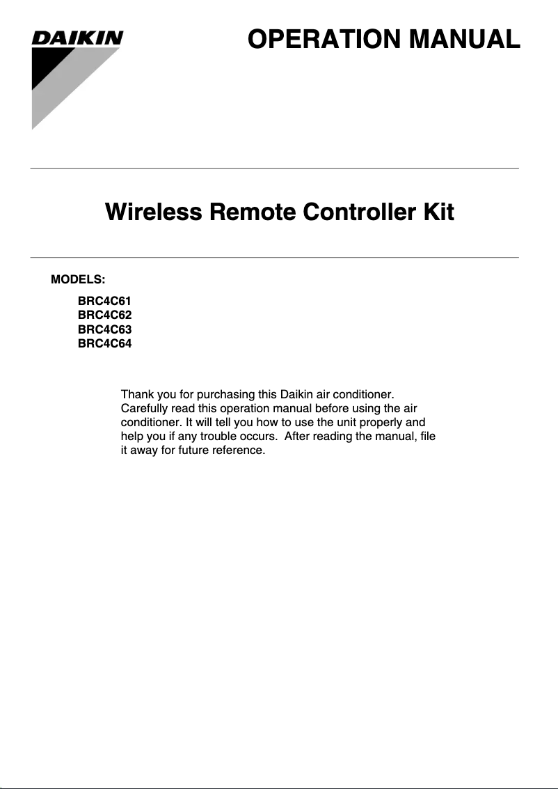 Página nº 1 - Manual de usuario Daikin BRC4C62